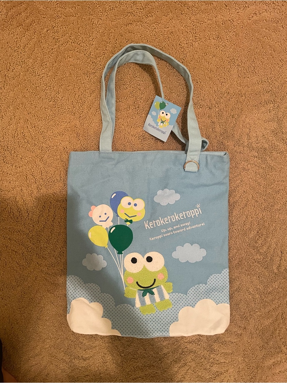 Sanrio Kerokerokeroppi Light Blue Tote Bag
